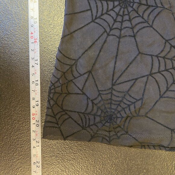 Black Spiderweb Mesh Mock Neck Long Sleeve Top Sheer Goth Halloween Costume XS - Picture 7 of 7